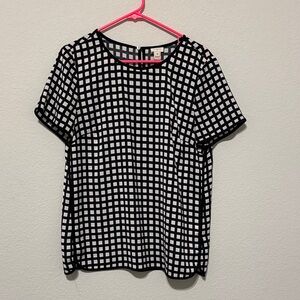 J. Crew Black and White Checkered Top